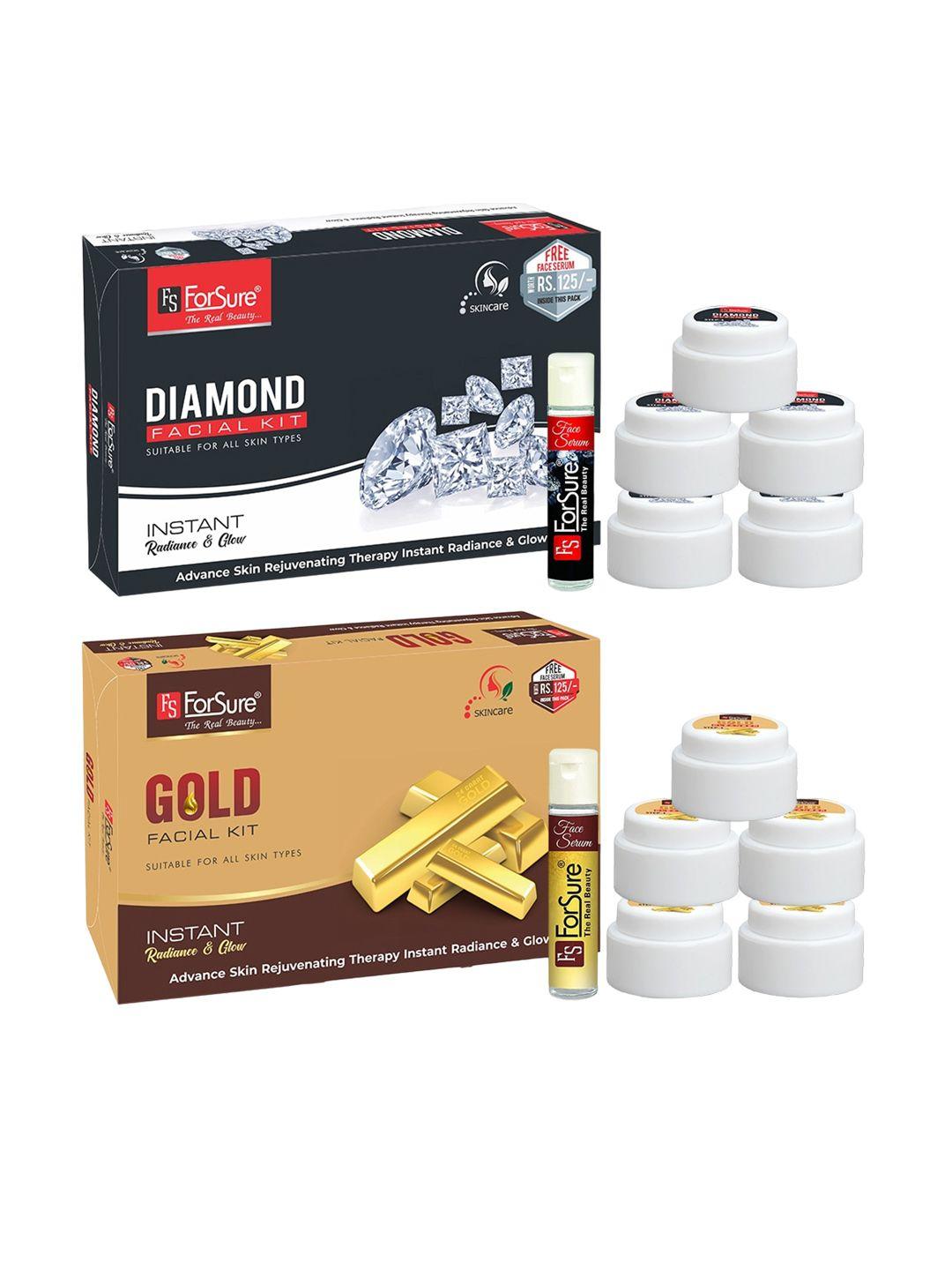 forsure set of diamond & gold facial kit - 80 g each