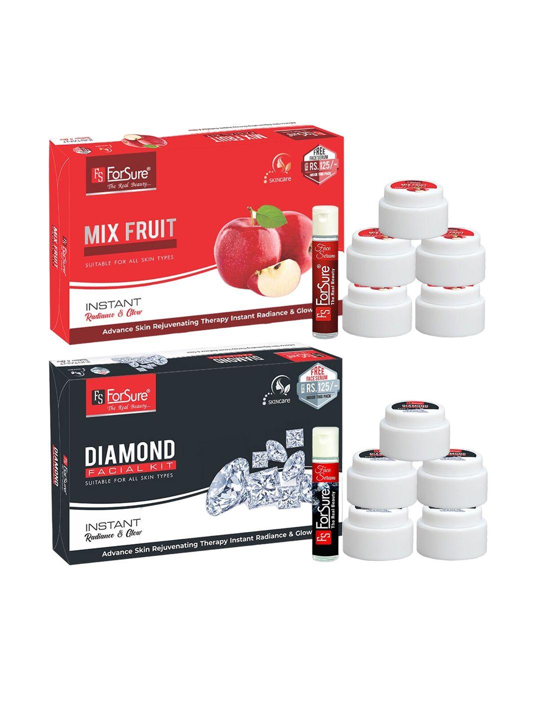 forsure set of mix fruit & diamond instant radiance & glow facial kit