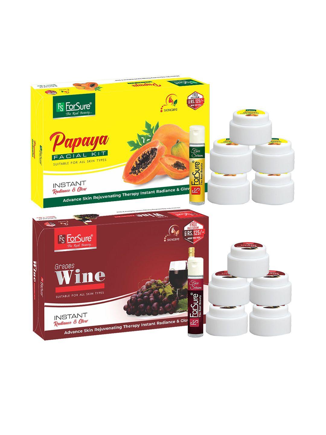 forsure set of papaya & wine instant radiance & glow facial kit