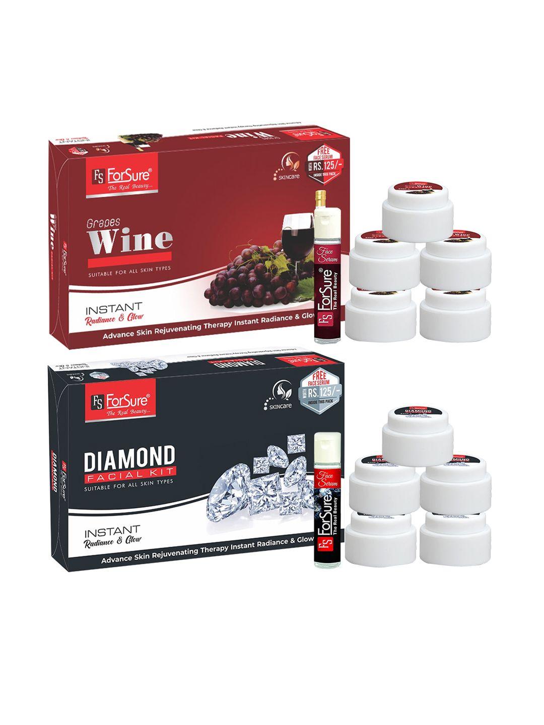 forsure set of wine & diamond facial kit - 80 g each