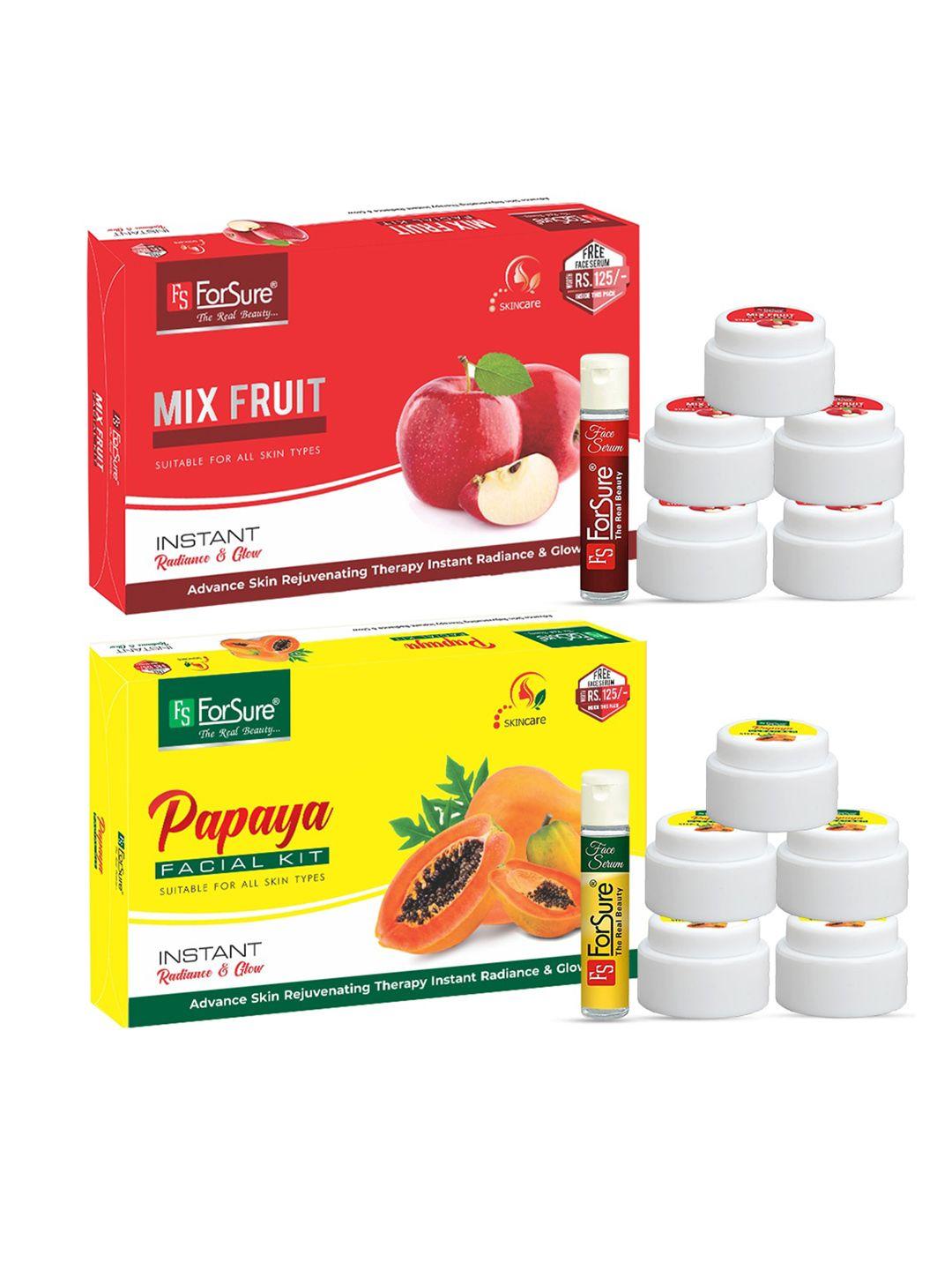 forsure unisex set of 2 mix fruit & papaya facial kits