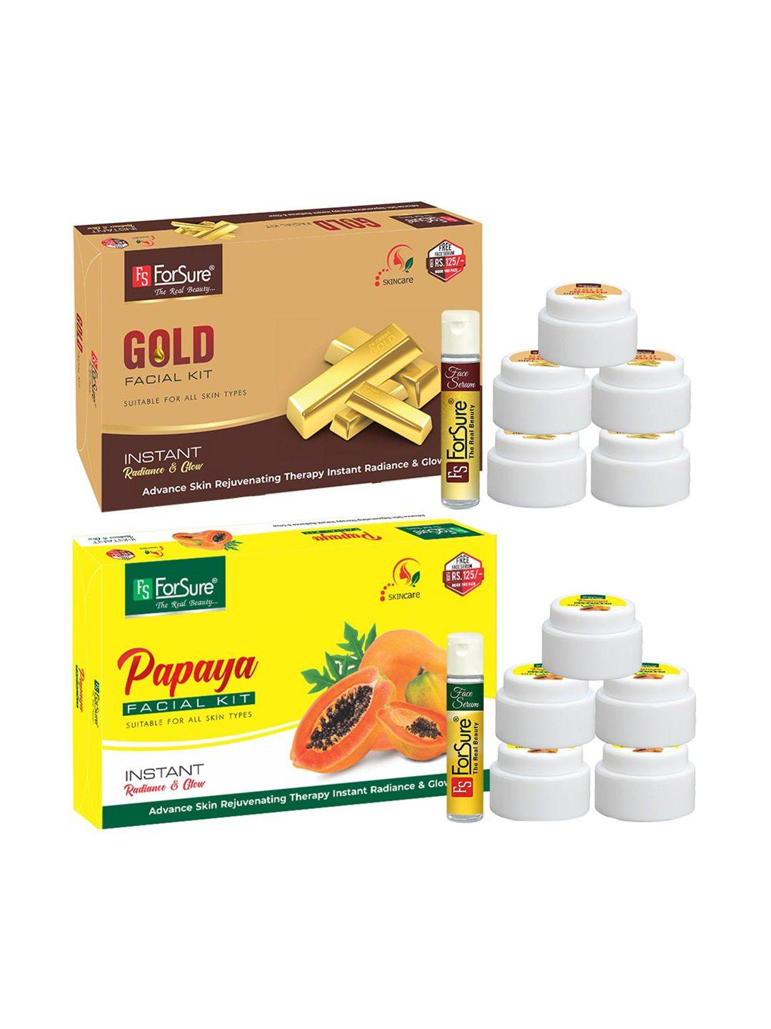 forsure unisex set of 2 papaya & gold facial kits