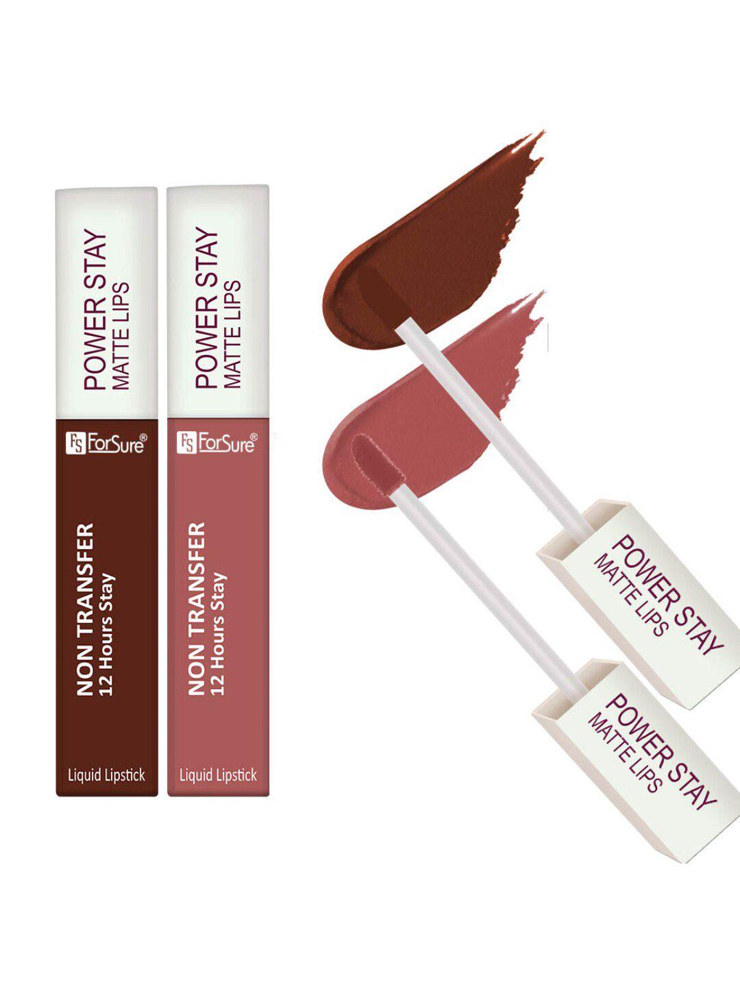 forsure set of 2 power stay non transfer 12hrs stay liquid lipstick 4 ml each - 16 & 21