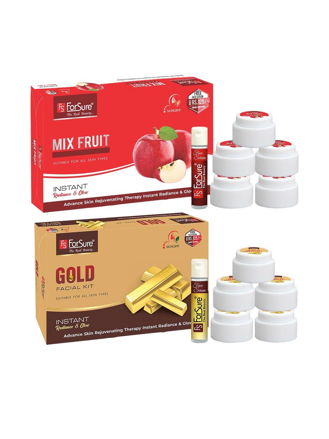 forsure set of mix fruit & gold instant radiance & glow facial kit