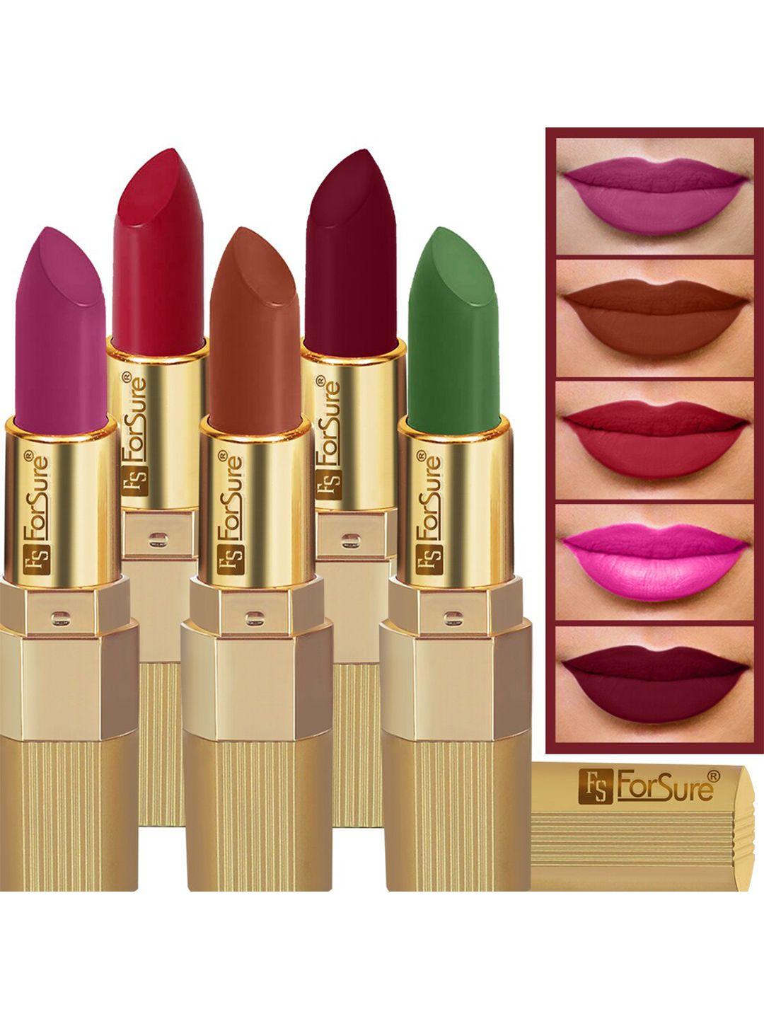 forsure xpression set of 5 long-lasting & highly pigmented creamy textured matte lipstick - 3.5 g each