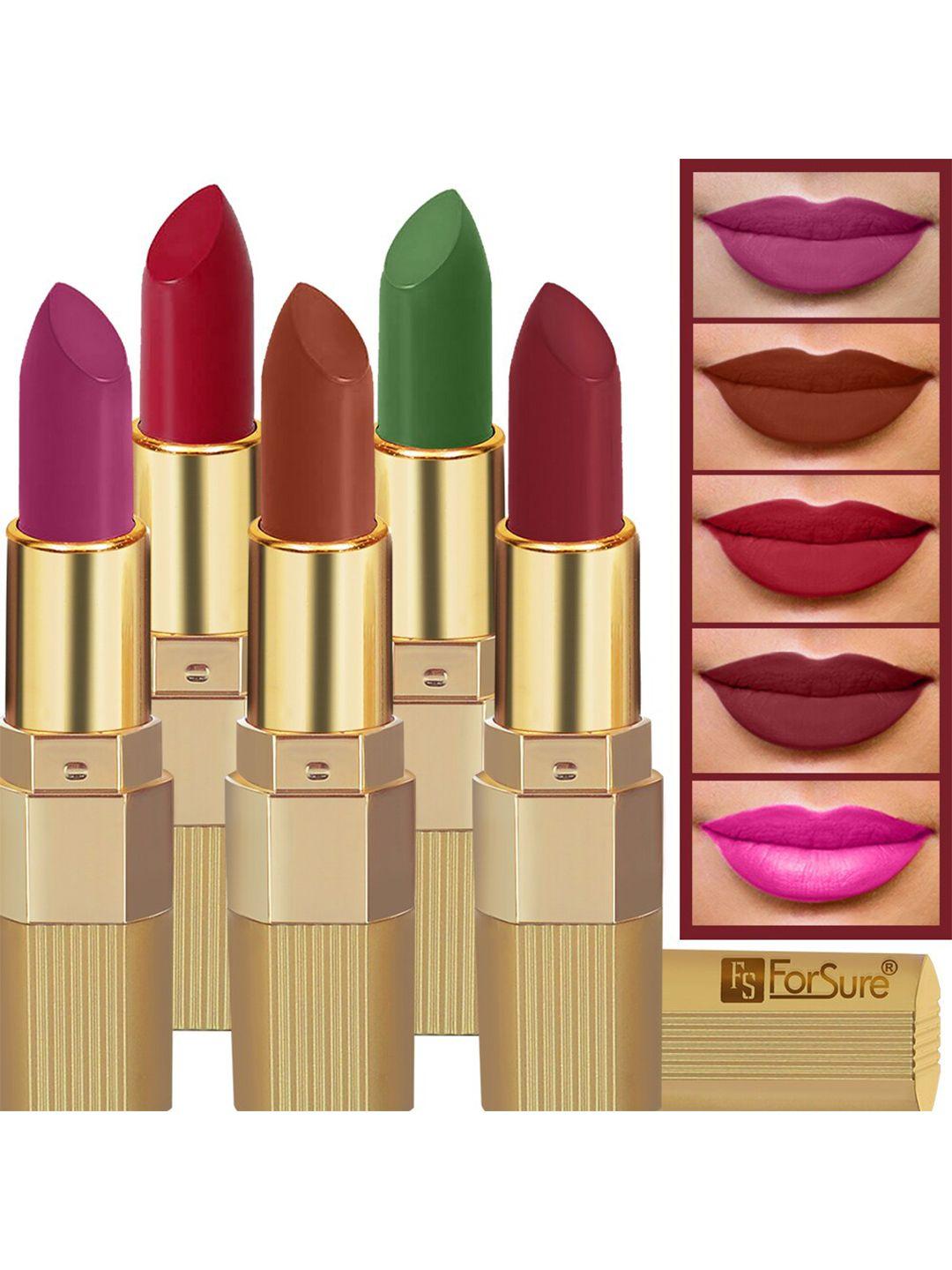 forsure xpression set of 5 long lasting matte lipsticks 3.5 gm each