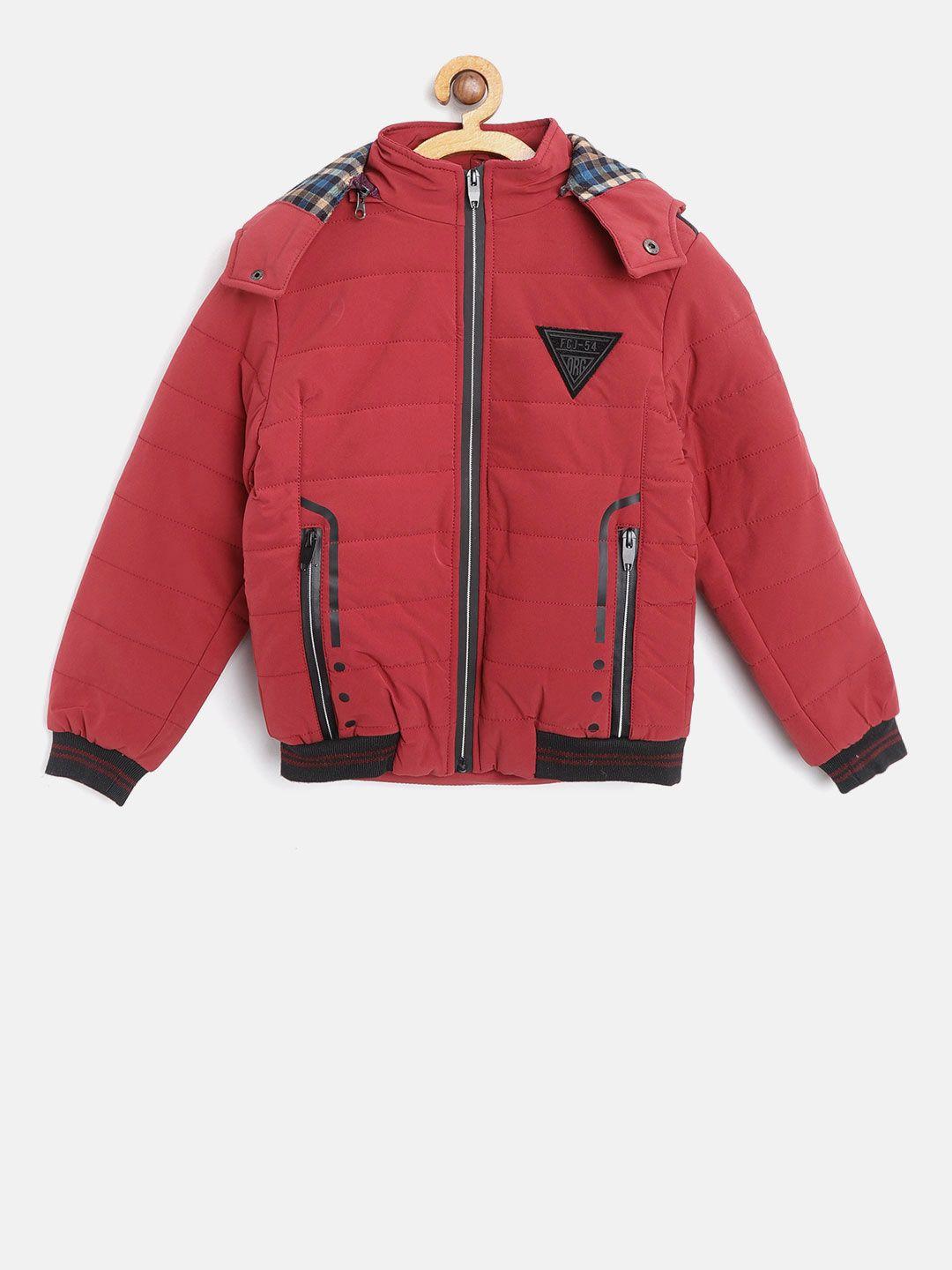 fort collins boys red solid bomber jacket with detachable hood