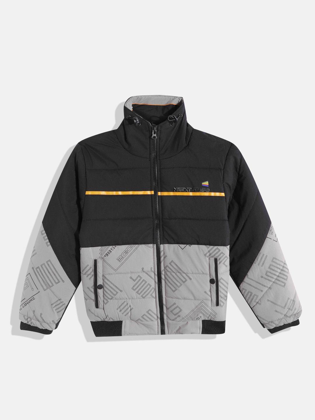 fort collins boys black & grey colourblocked insulator bomber jacket