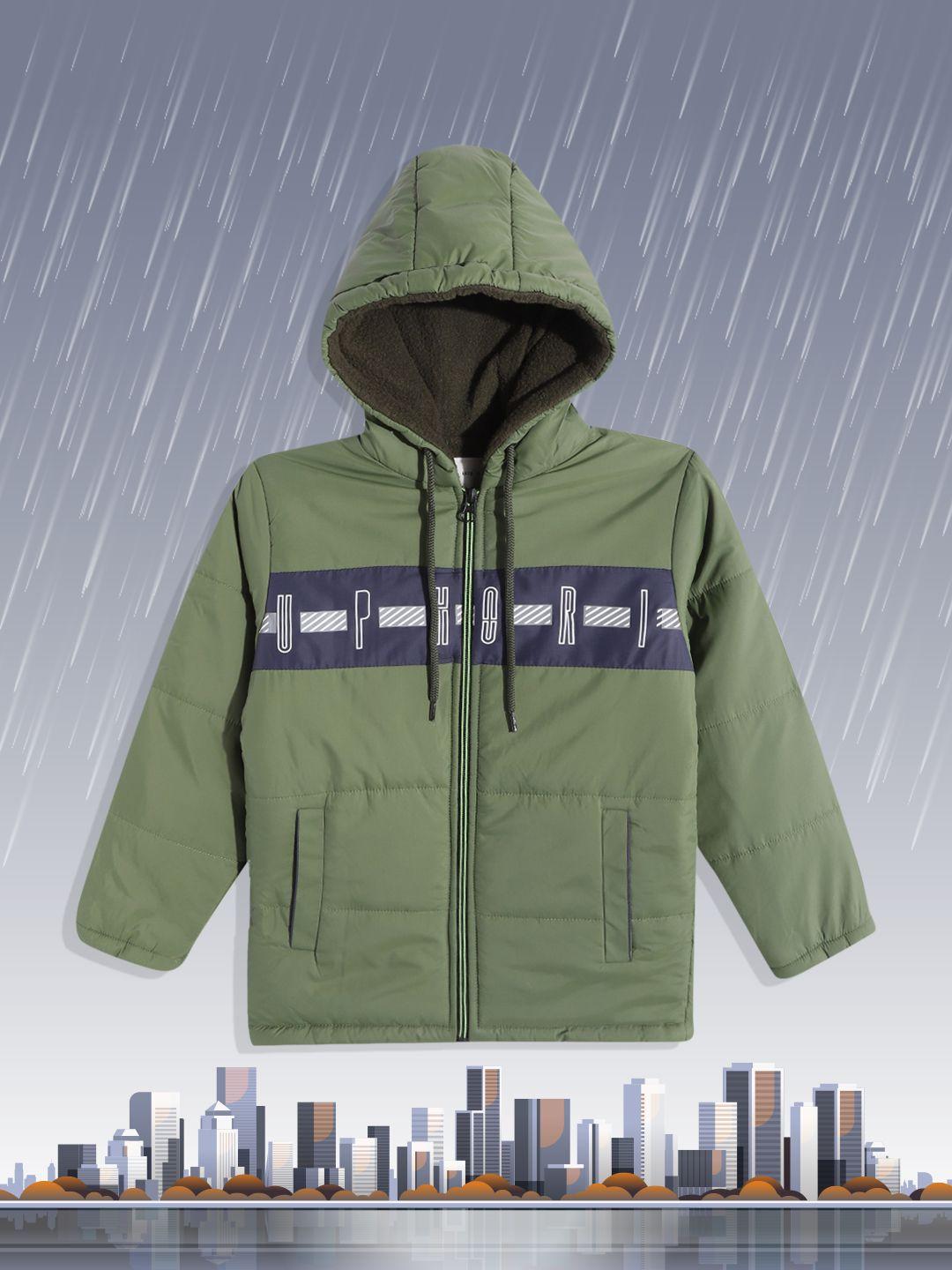 fort collins boys green navy blue striped hooded padded jacket