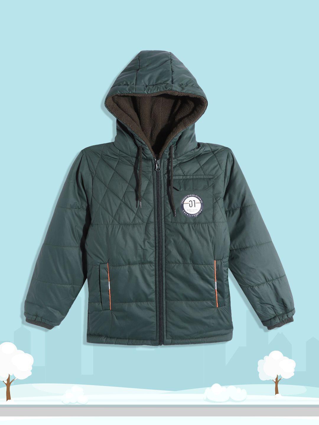fort collins boys green solid hooded padded jacket