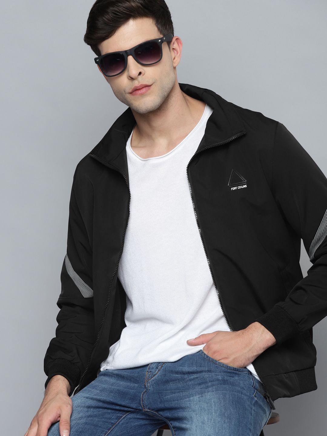 fort collins men black brand logo bomber jacket