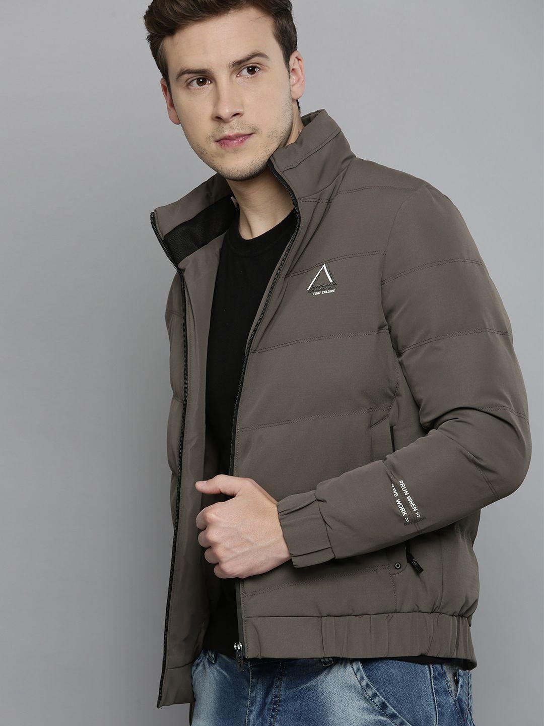 fort collins men grey solid lightweight padded jacket