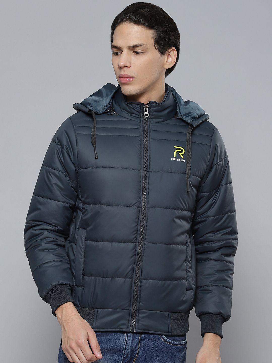 fort collins men navy blue hooded padded jacket