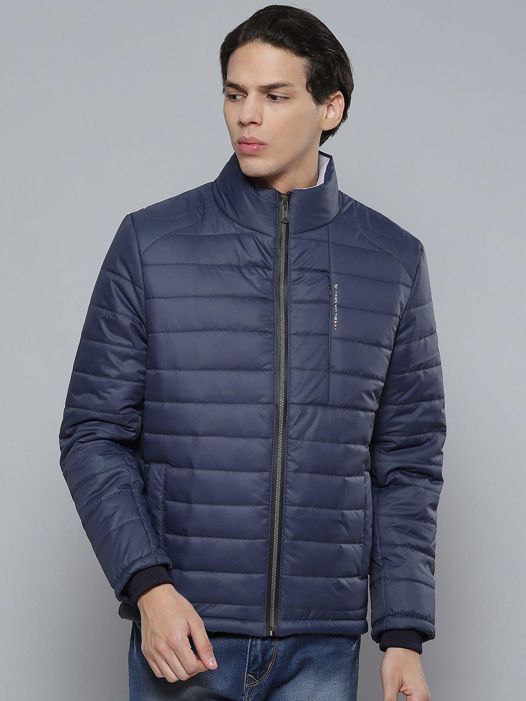 fort collins men navy blue solid padded jacket