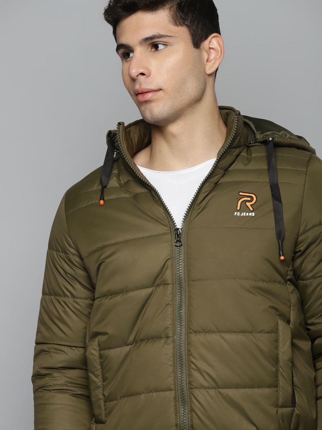 fort collins men olive green solid padded detachable hood jacket