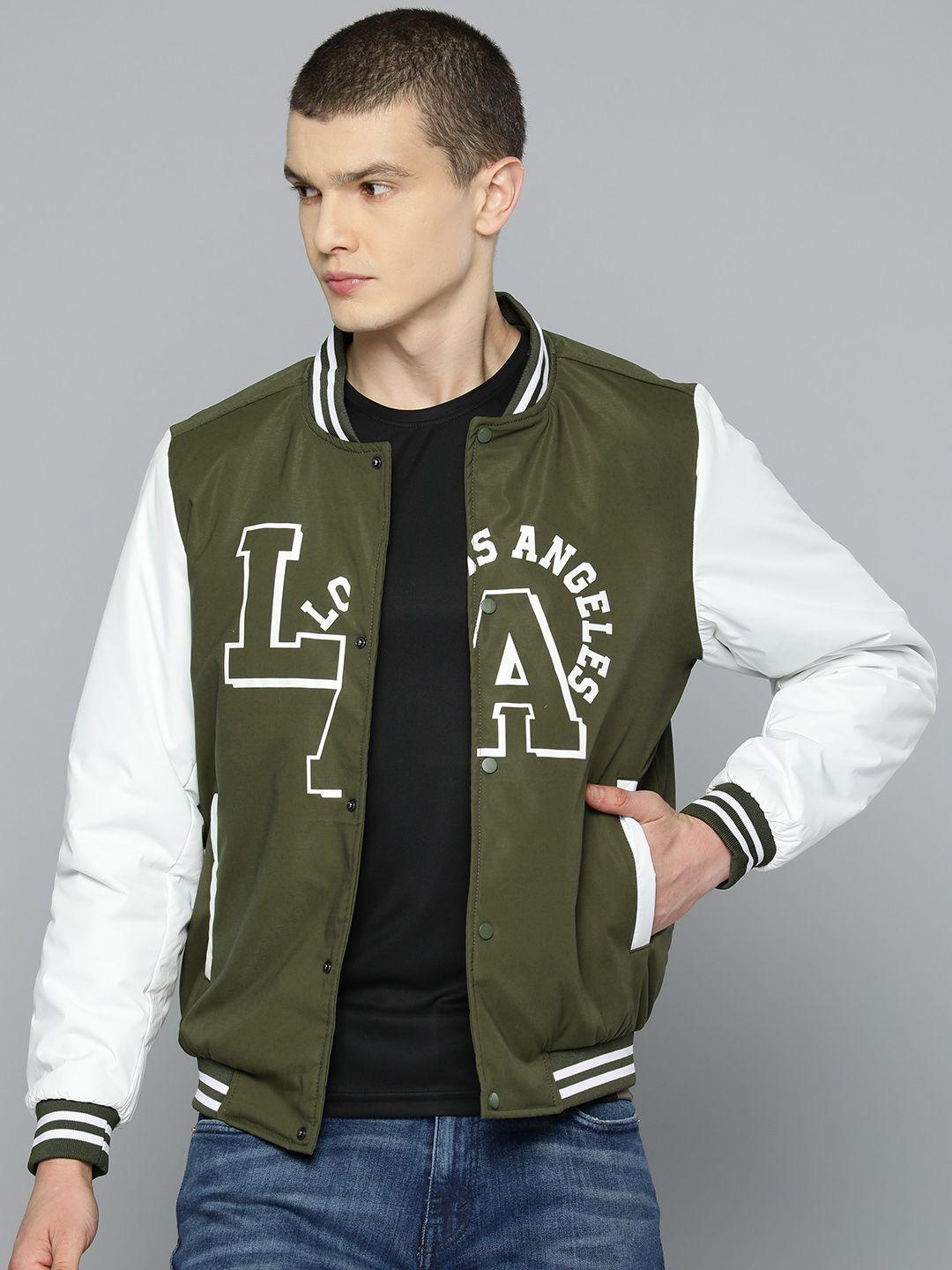 fort collins typography printed varsity jacket