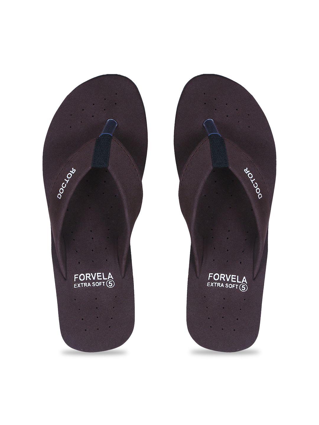 forvela women brown & white printed rubber thong flip-flops