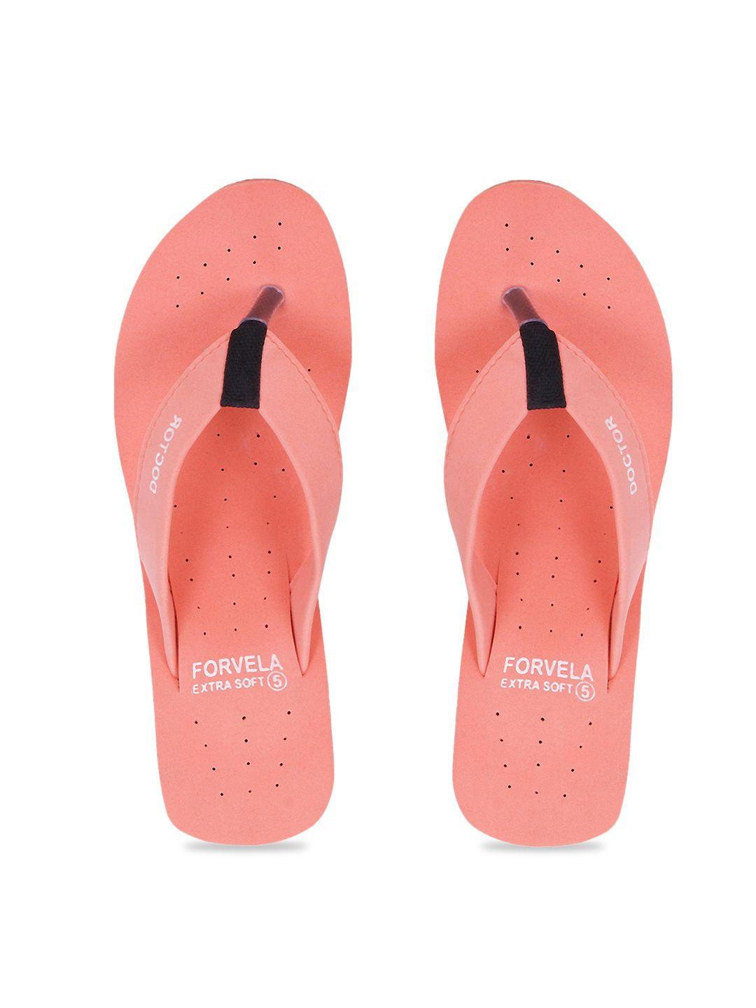 forvela women pink & white printed rubber thong flip-flops