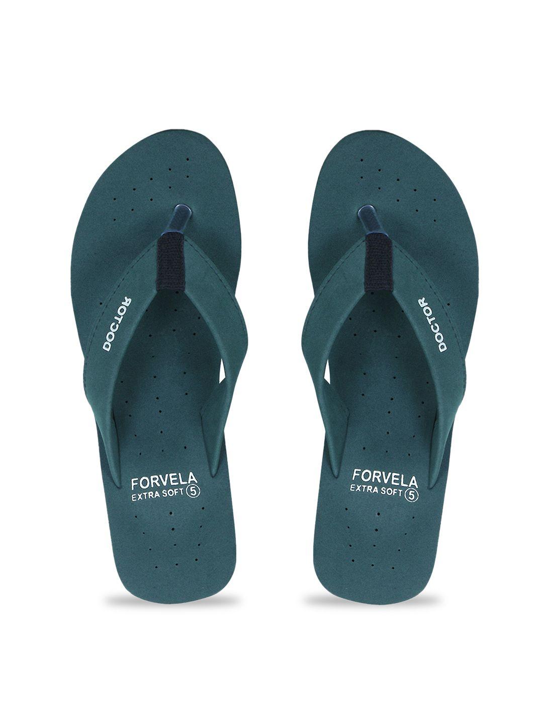 forvela women teal & white printed rubber thong flip-flops