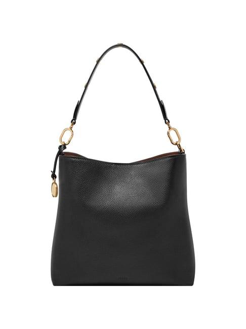 fossil black solid hobo shoulder handbag