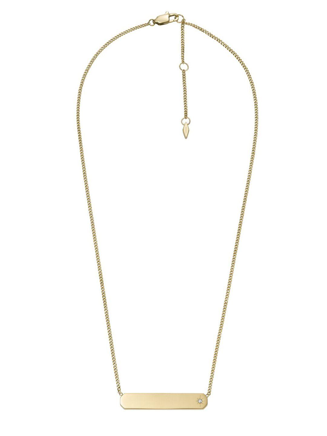 fossil drew gold-plated rectangular necklace