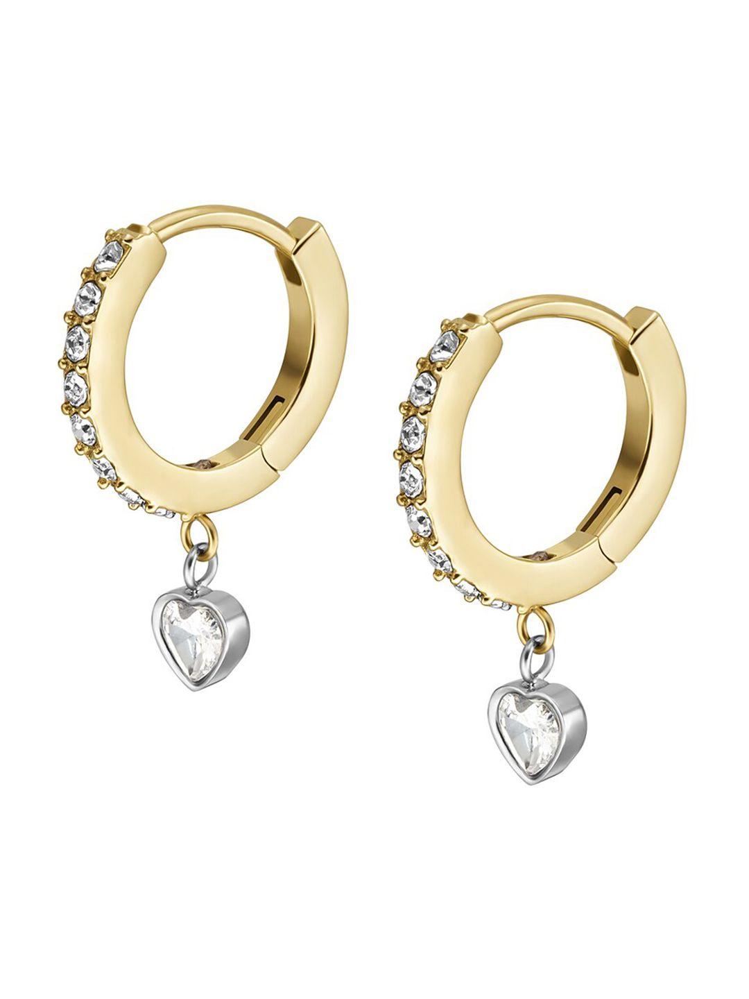 fossil gold-plated contemporary hoop earrings