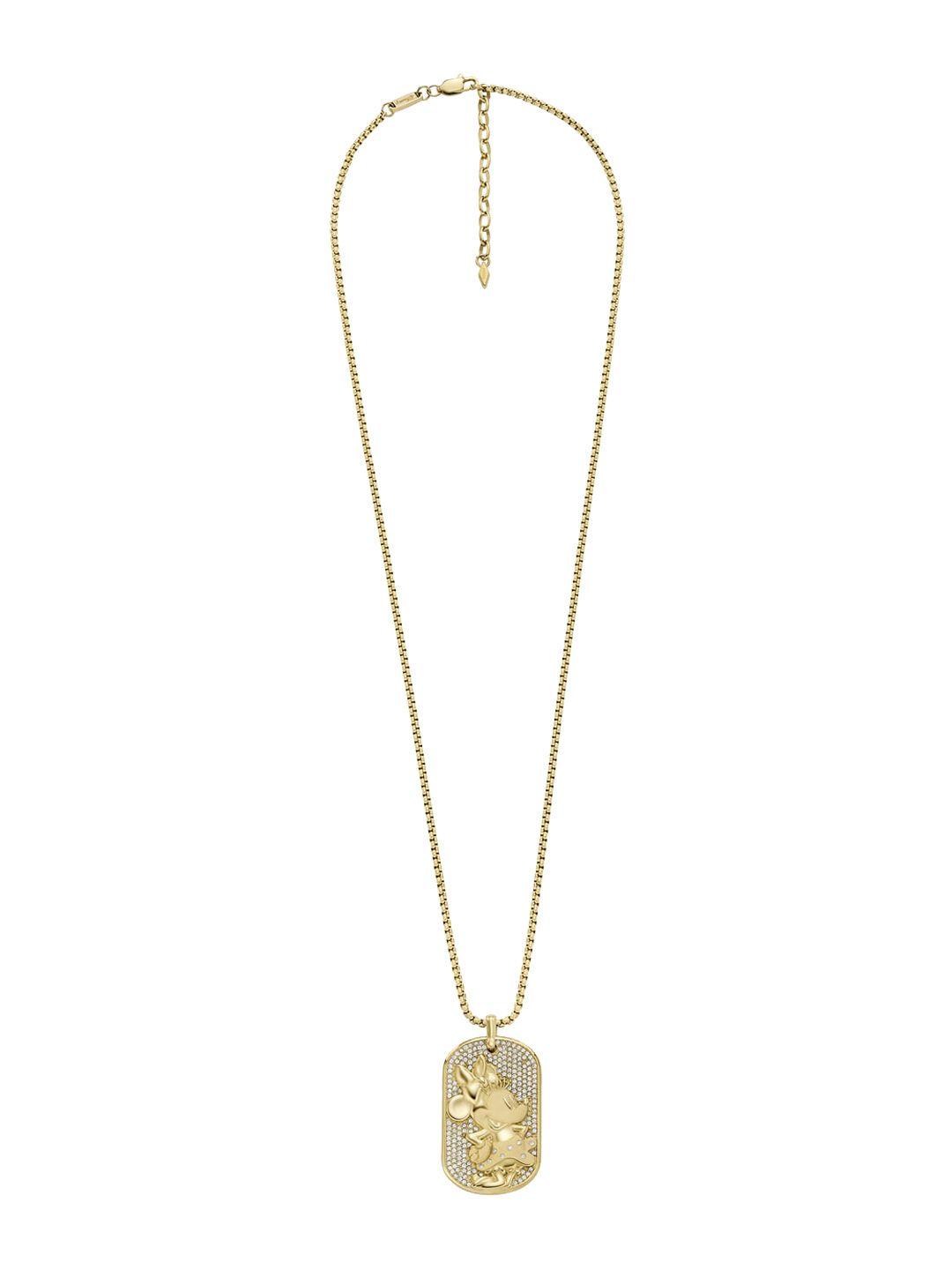 fossil gold-plated stainless steel mickey mouse pendant with chain
