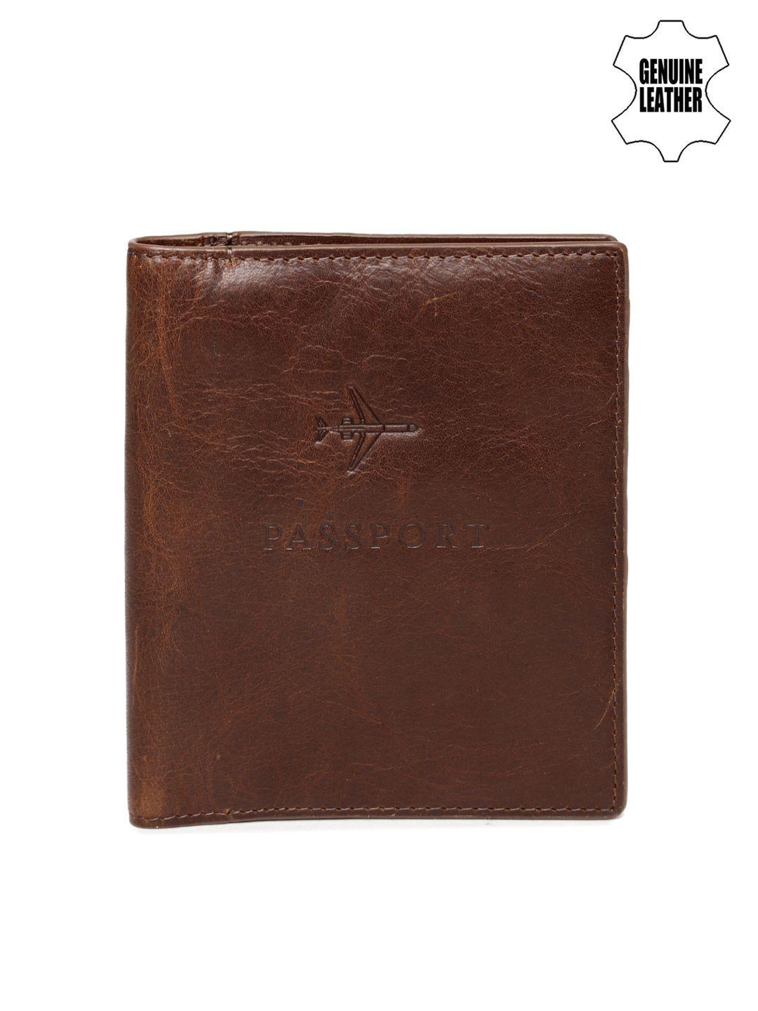 fossil men brown rfid protected genuine leather passport holder