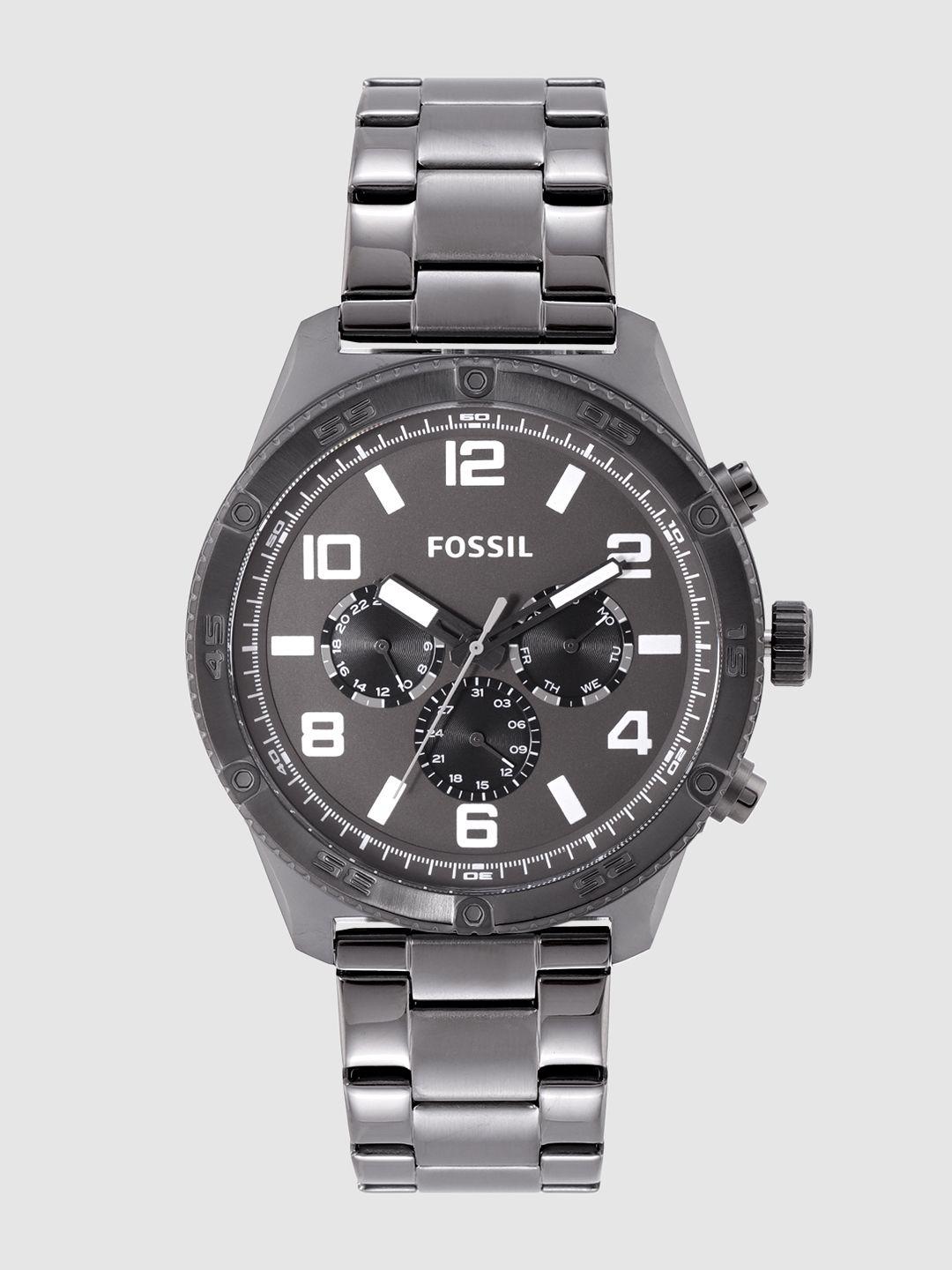 fossil men charcoal grey brox analogue watch bq2533