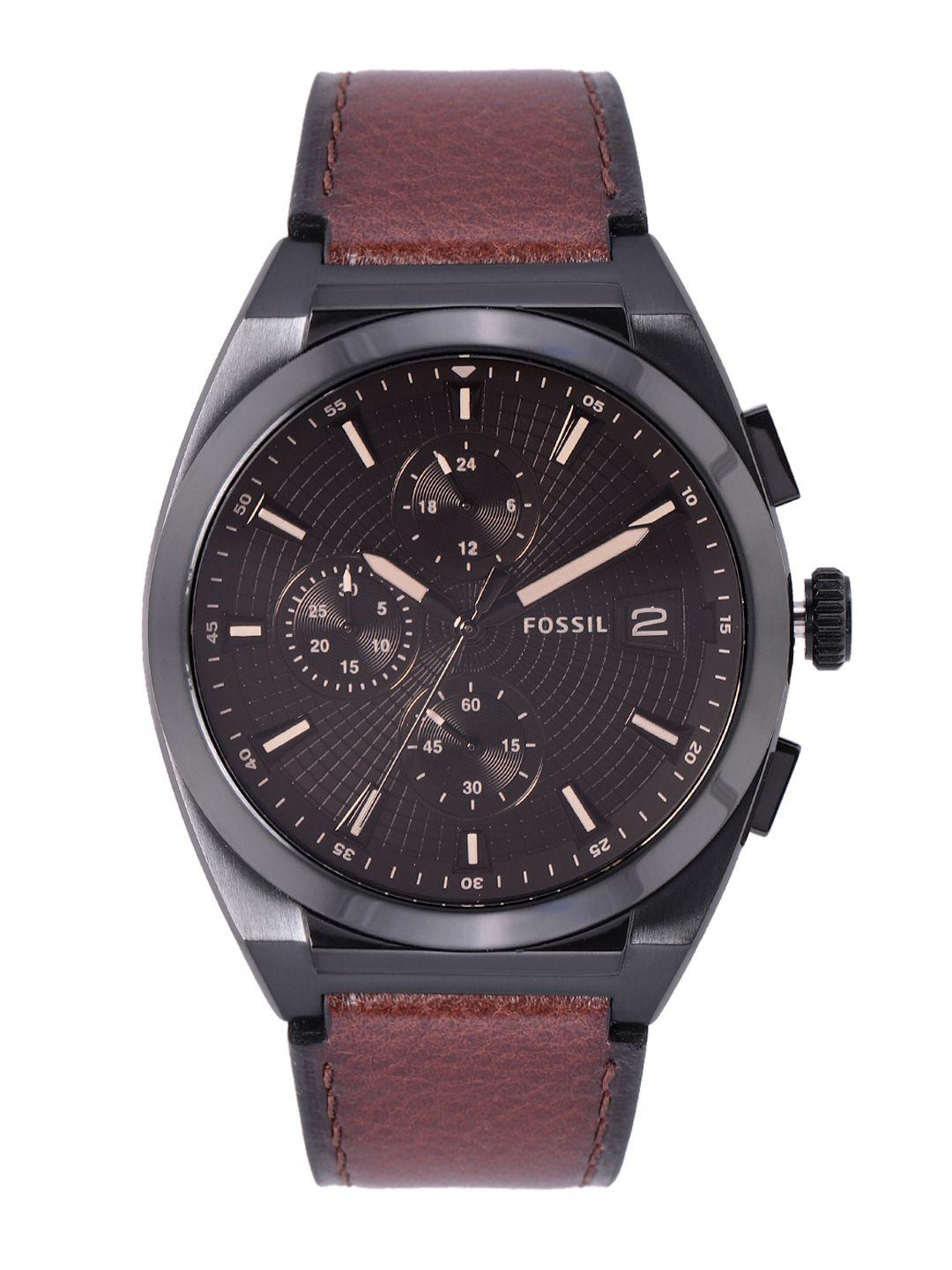 fossil men coffee brown everett analogue chronograph watch fs5798