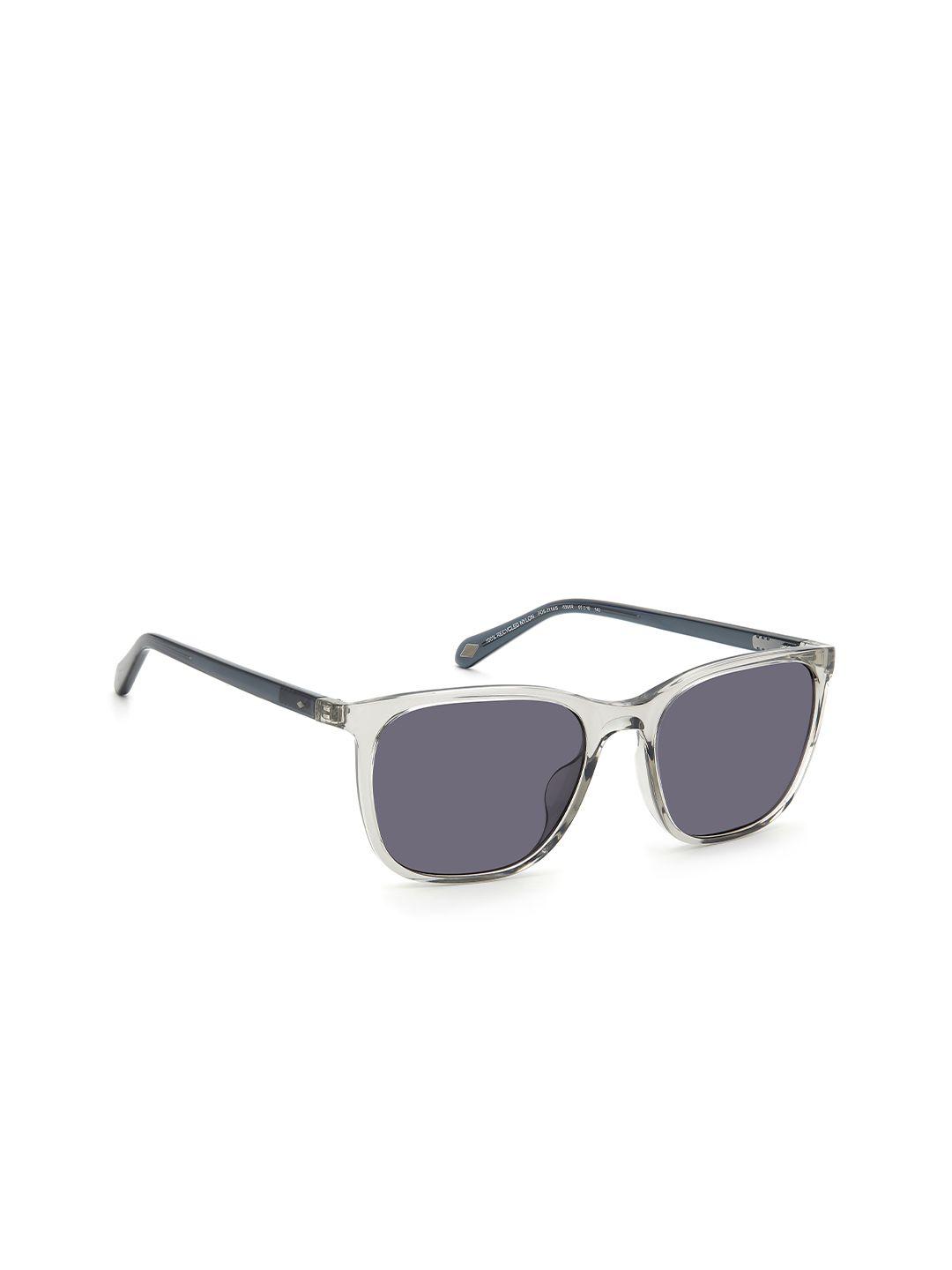 fossil men grey lens & silver-toned wayfarer sunglasses 20469863m55ir