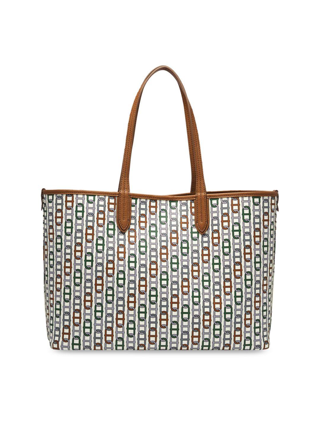 fossil printed canvas tote bag