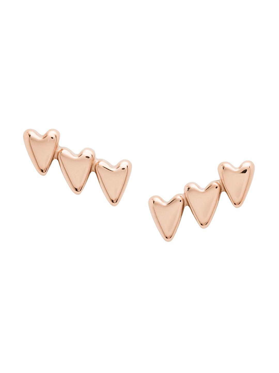 fossil rose gold plated heart shaped studs
