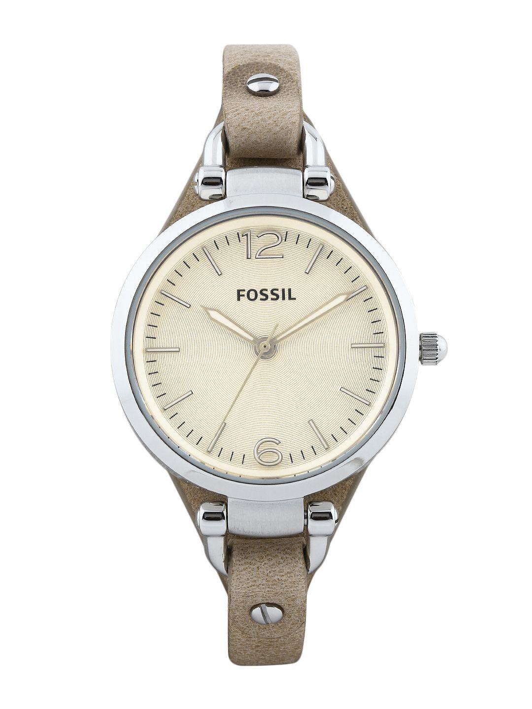 fossil women cream-coloured dial watch es2830i