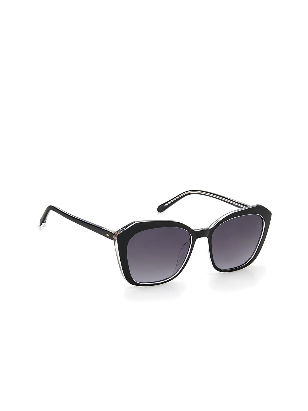 fossil women grey lens & black full rim browline sunglasses