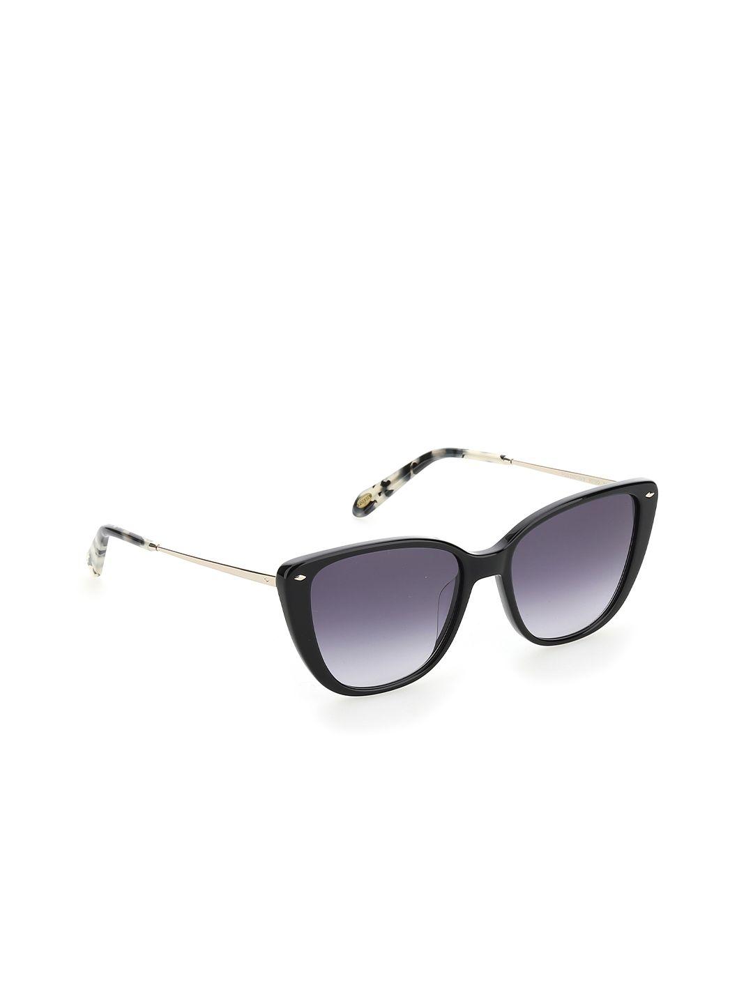 fossil women grey lens & black full rim cateye sunglasses