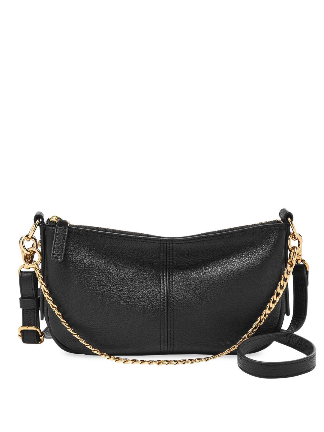 fossil women leather structured sling bag