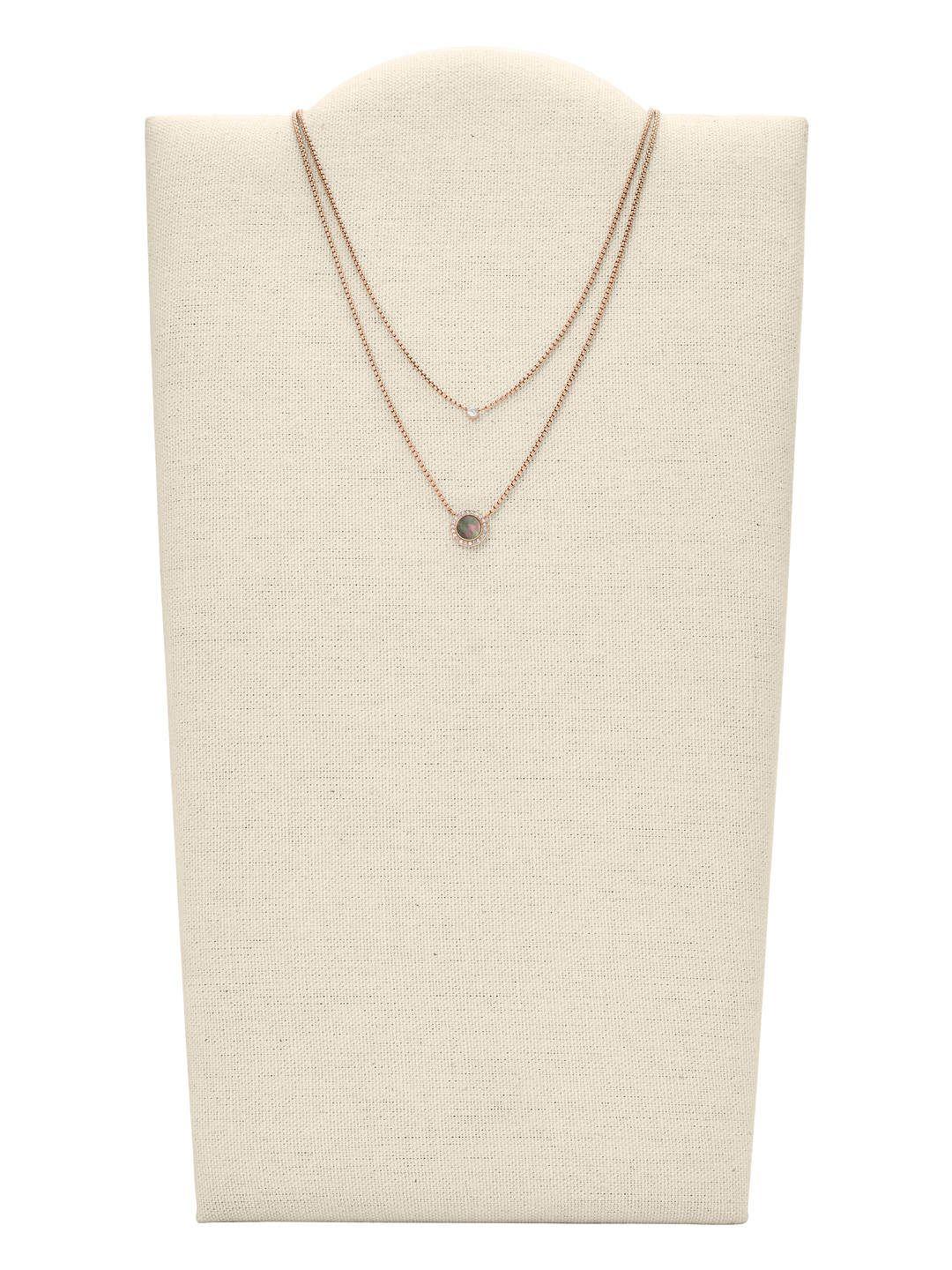 fossil women rose gold  2-layered minimal chain necklace
