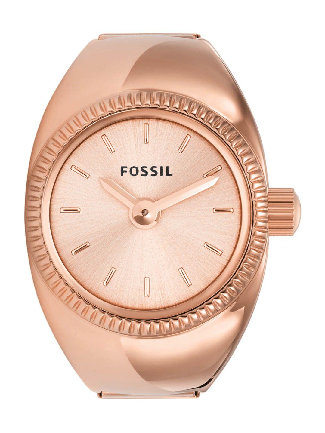 fossil women rose gold-plated analogue ring watch es5247