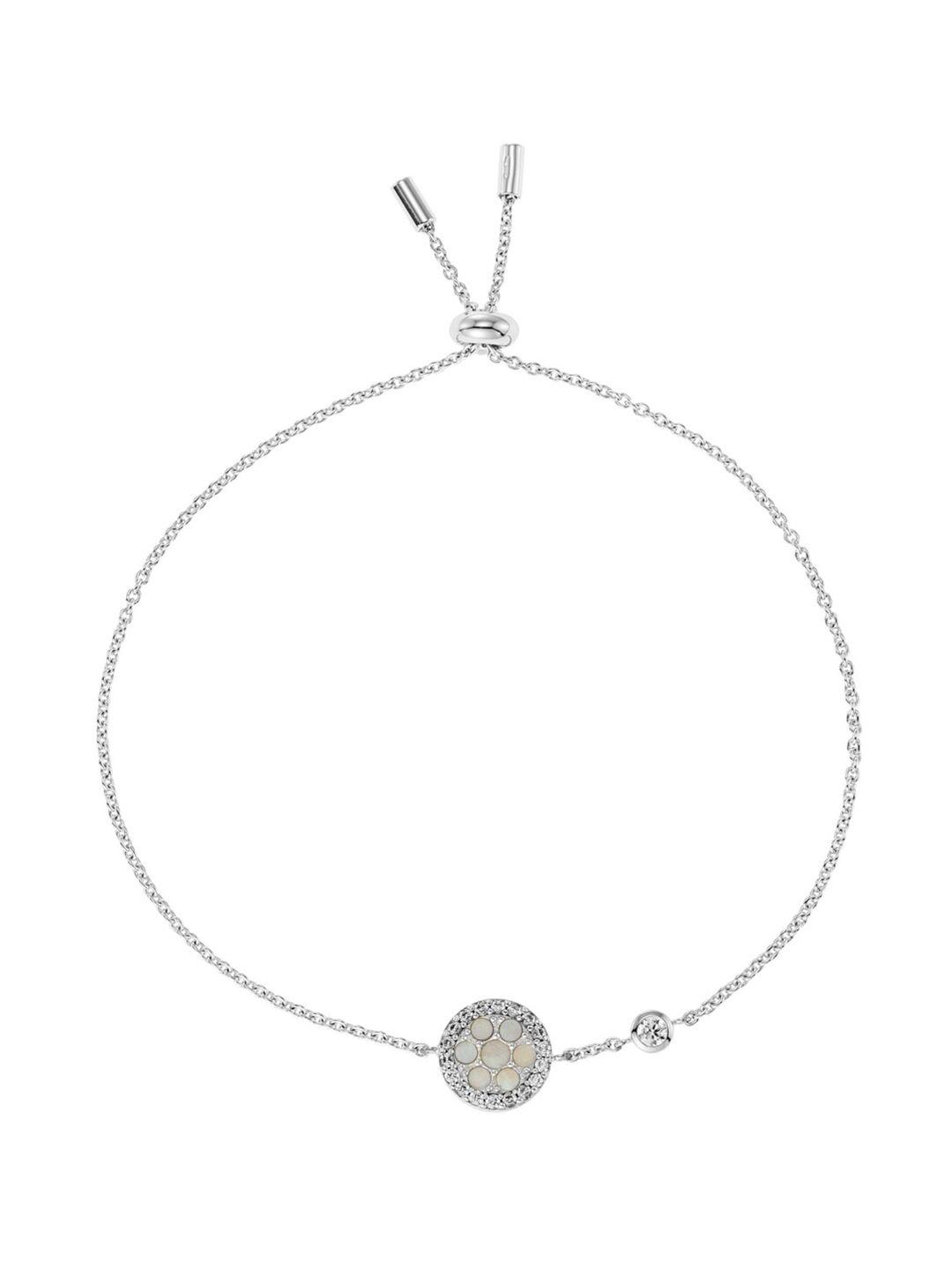 fossil women white & sterling silver wraparound bracelet