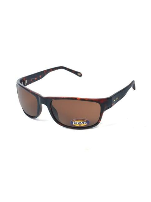 fossil brown rectangular uv protection sunglasses for men