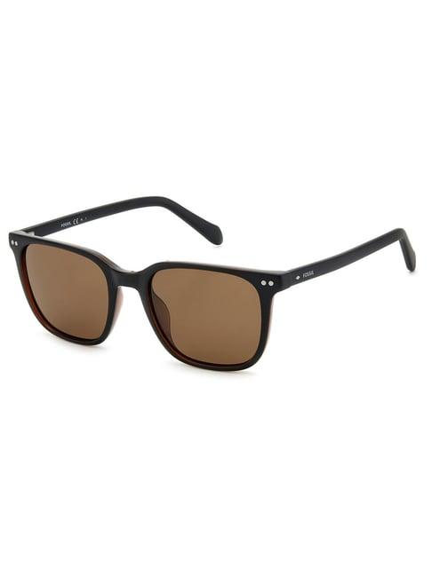 fossil brown rectangular uv protection sunglasses for men