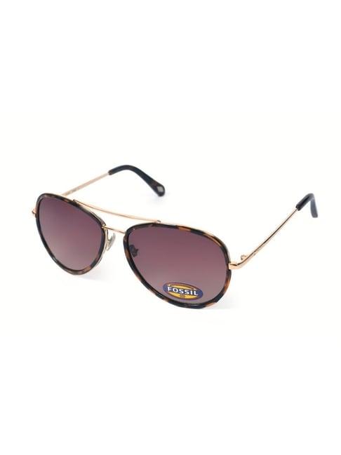 fossil dark brown aviator uv protection sunglasses for women