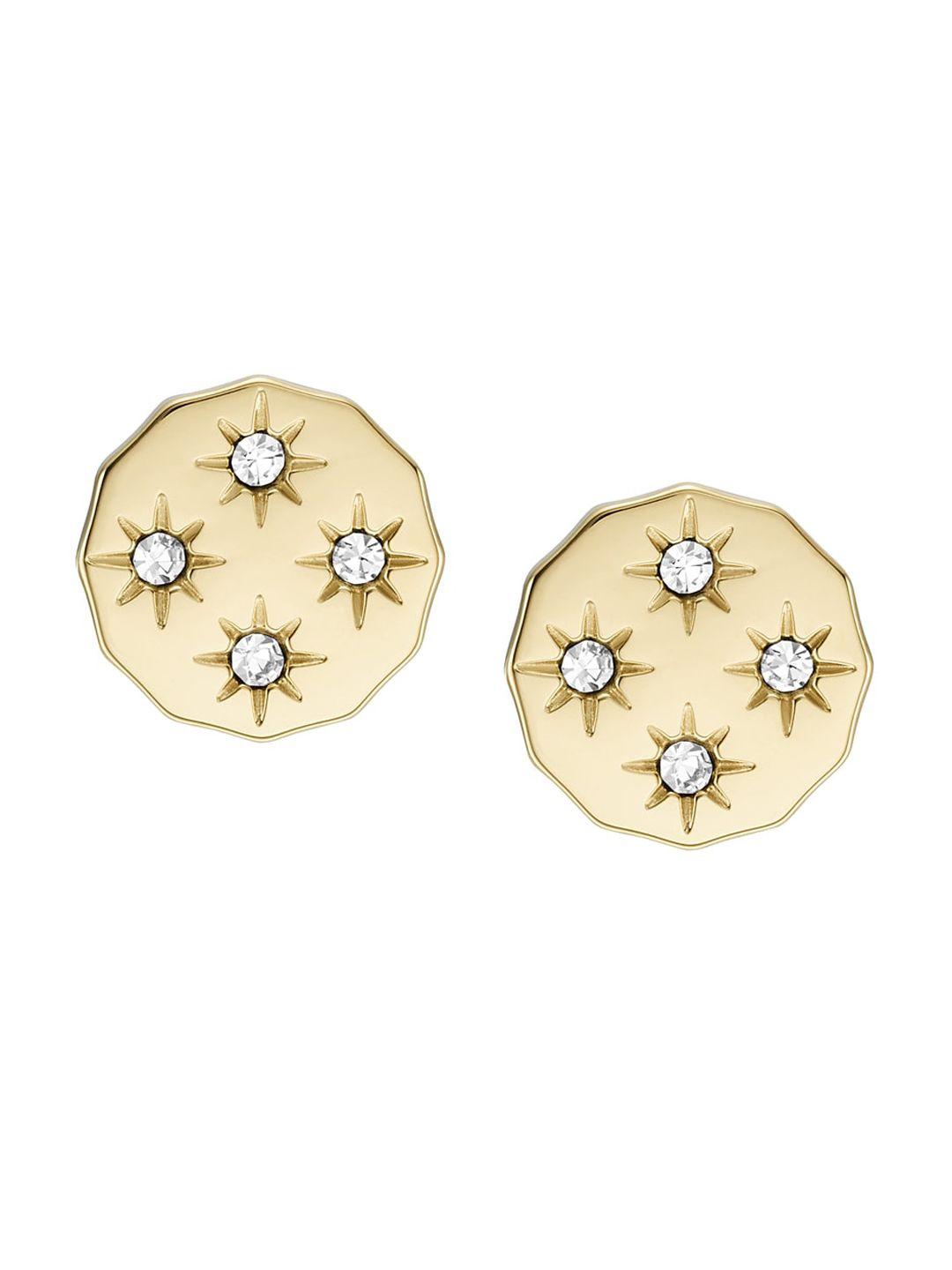 fossil gold-plated circular studs earrings