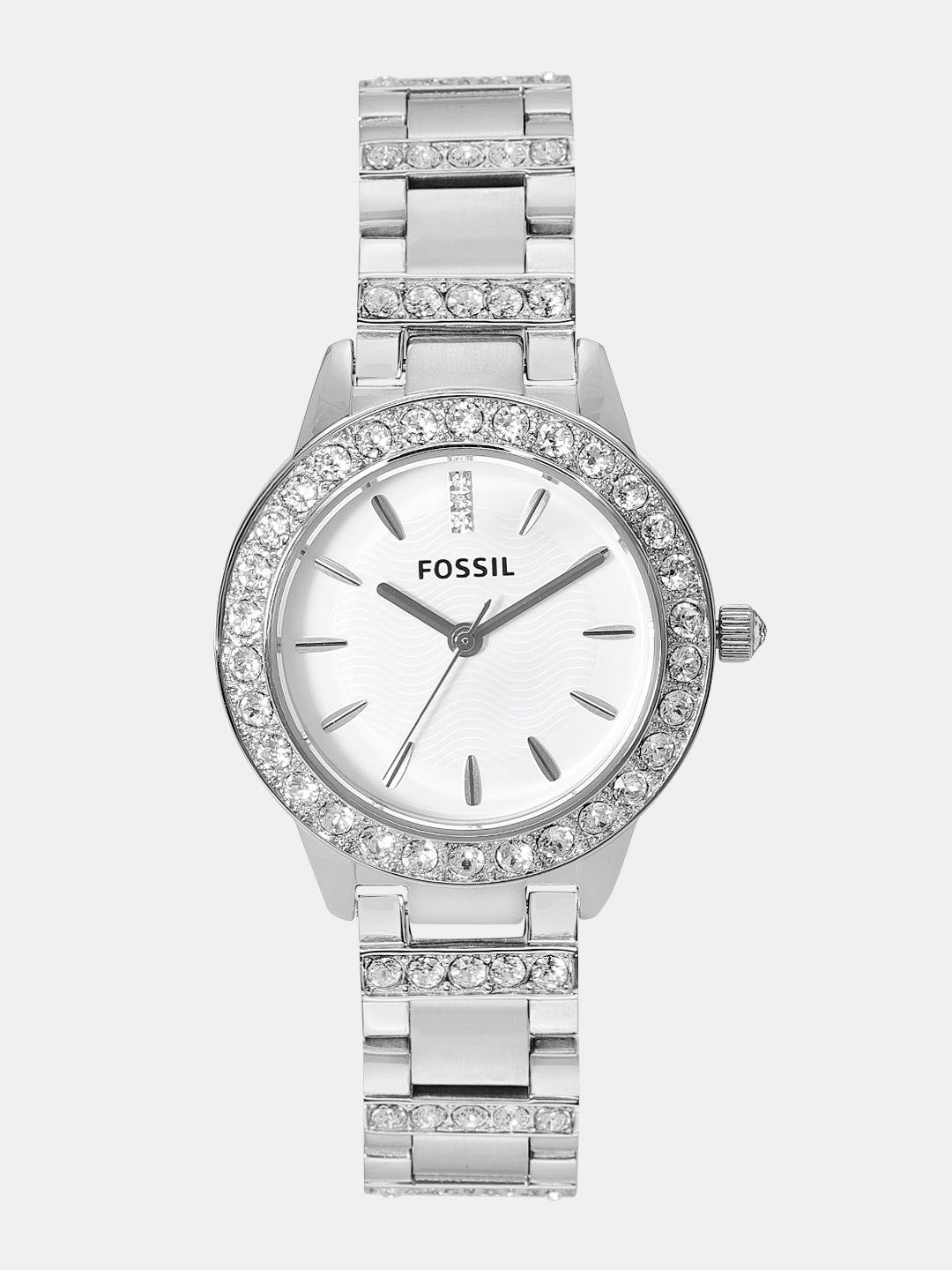 fossil jesse women white analogue watch es2362