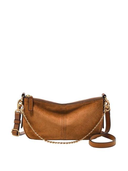 fossil jolie brown solid small sling handbag