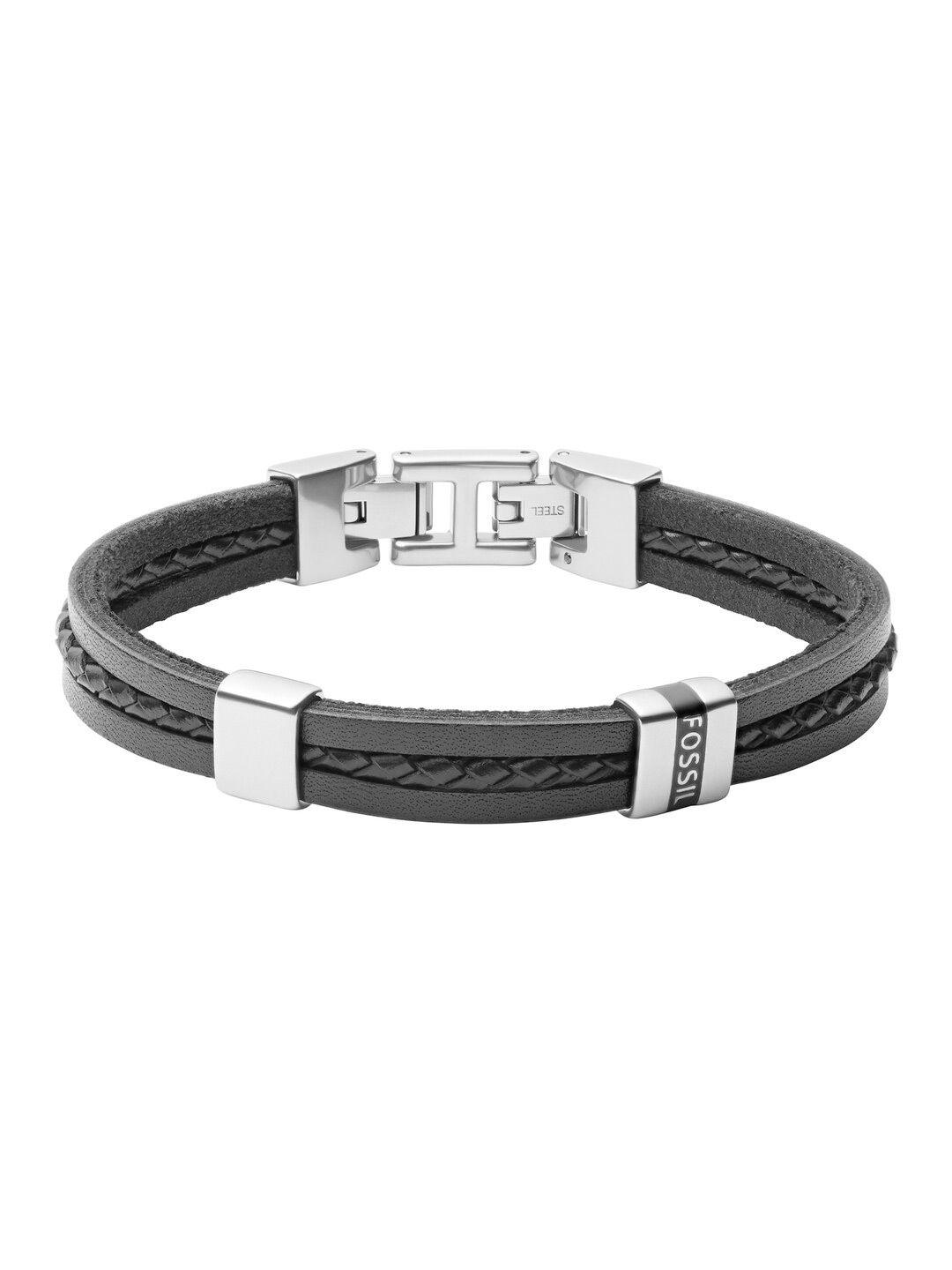 fossil leather link bracelet