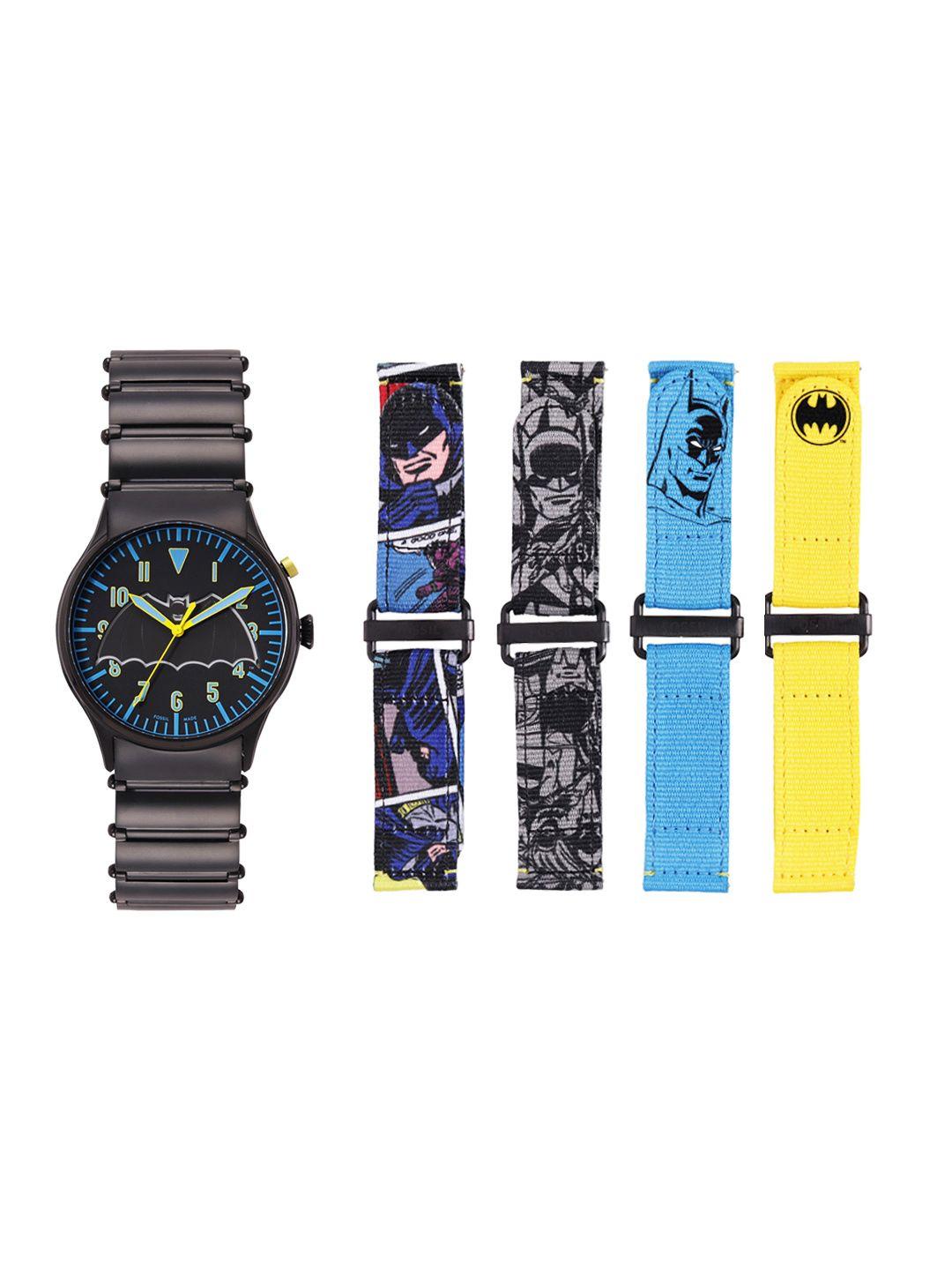 fossil men batman heritage le bracelet style analogue watch le1129set-black