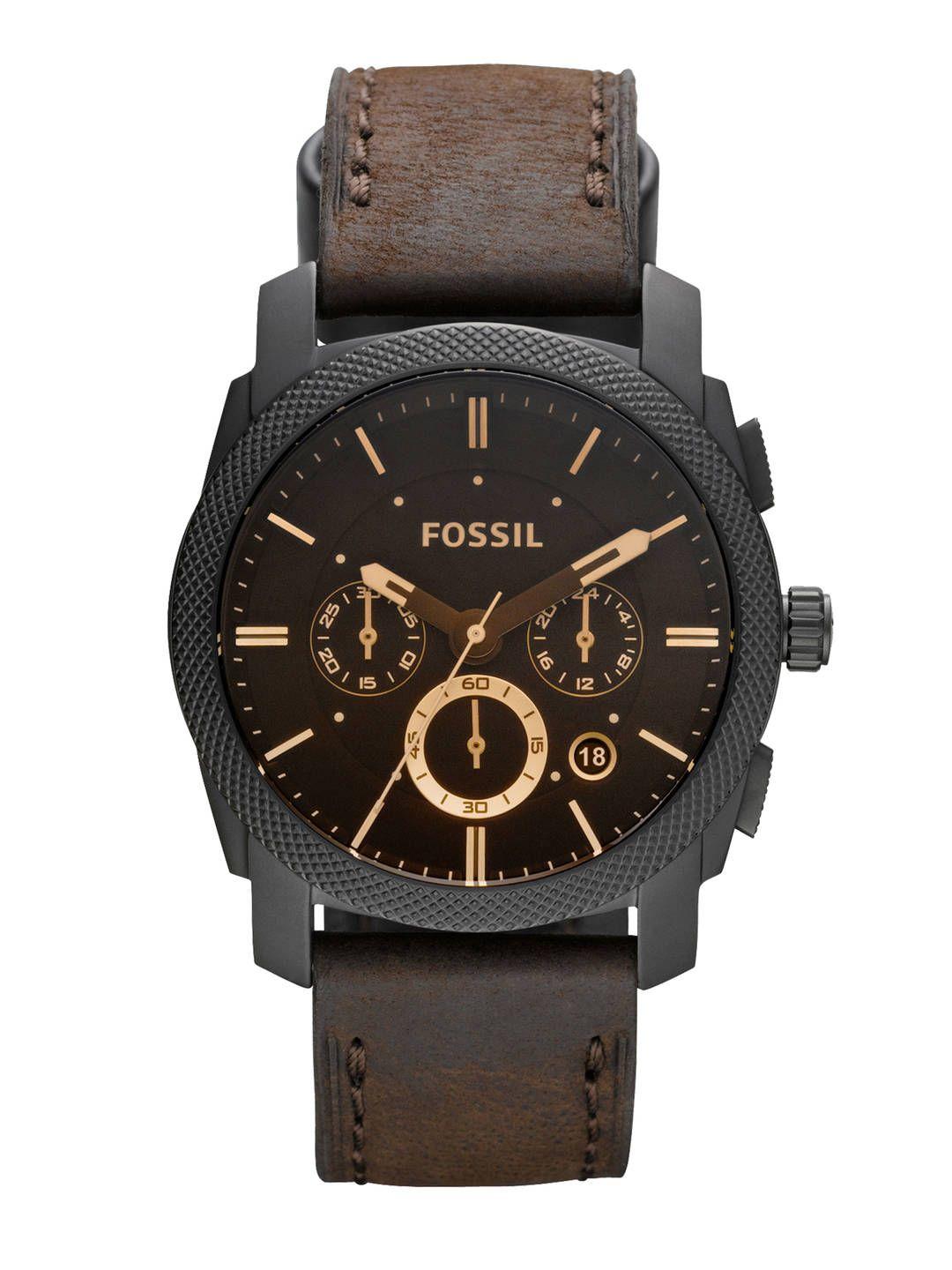 fossil men brown dial chronograph watch fs4656i