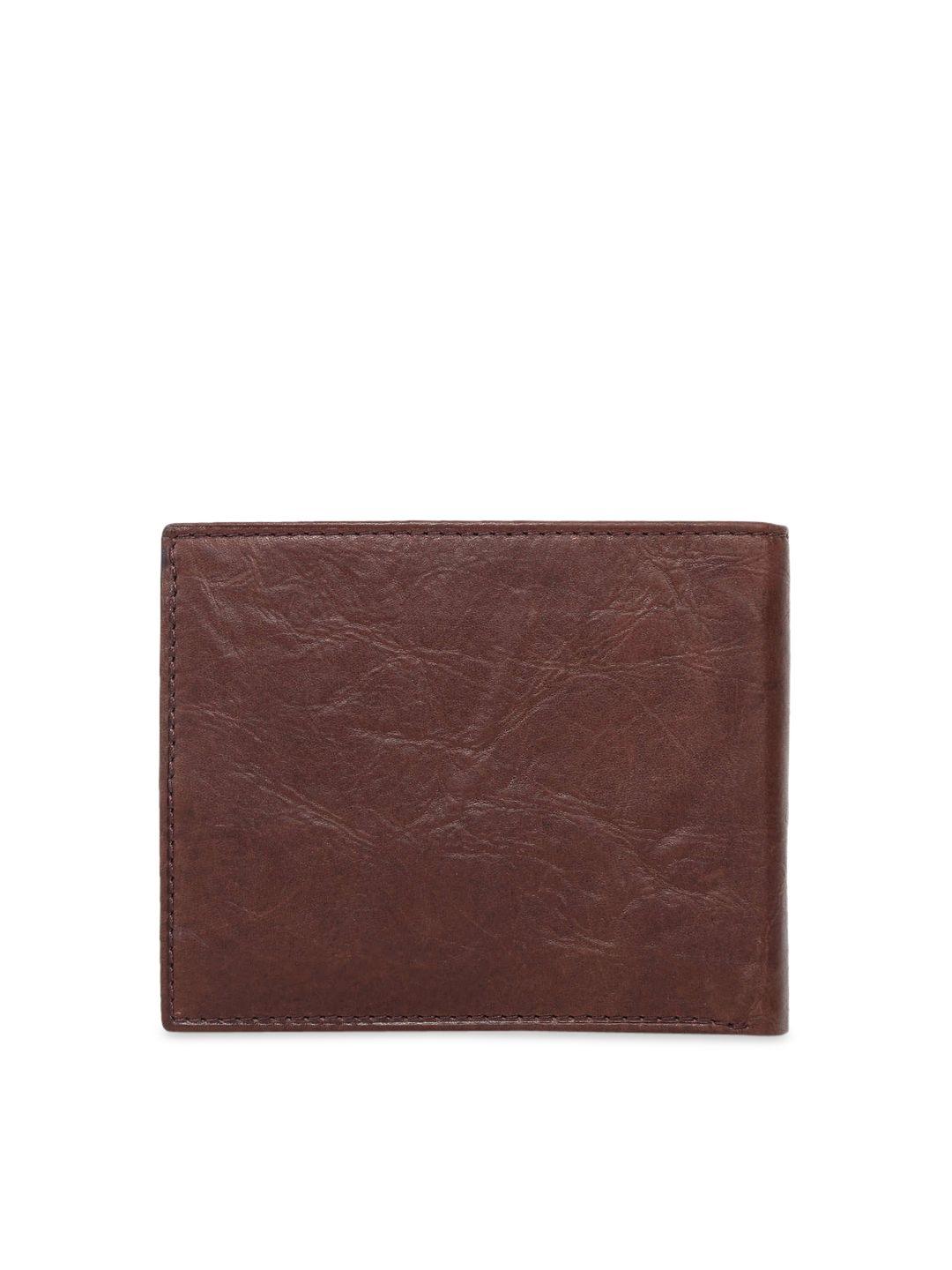 fossil men brown solid two fold wallet